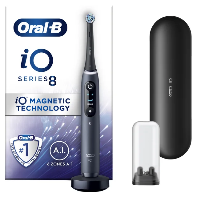 Oral B iO8 Black Electric Toothbrush with Travel Case