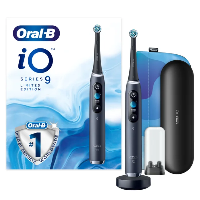 Oral B iO9 Black Limited Edition Electric Toothbrush with Charging Travel Case and Magnetic Pouch