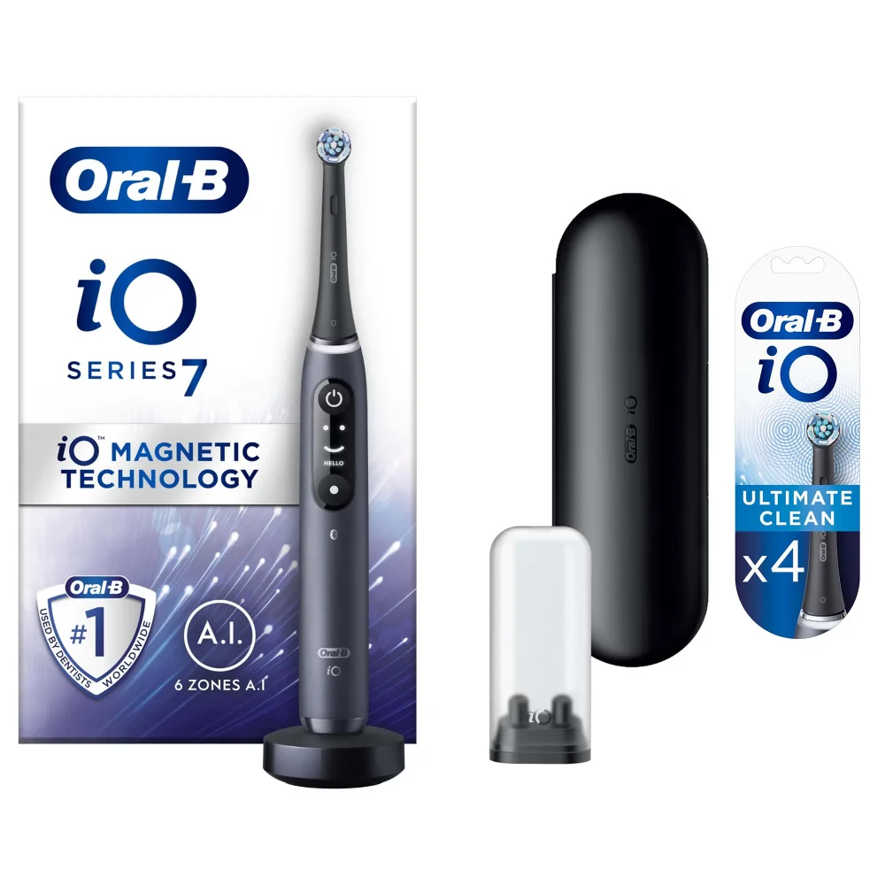 Oral-B iO7 Black Electric Toothbrush with Travel Case Image 1