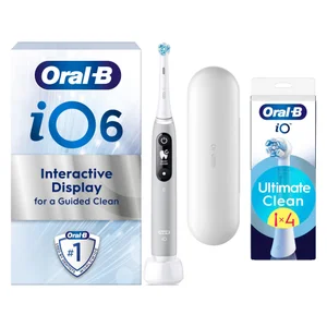 Oral B iO6 Grey Opal Electric Toothbrush with Travel Case + 4 Refills