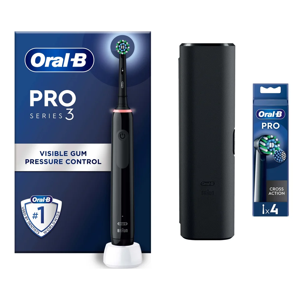Oral-B Pro 3500 Cross Action Black Electric Toothbrush with Travel Case Image 1