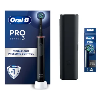 Oral B Pro 3500 Cross Action Black Electric Toothbrush with Travel Case