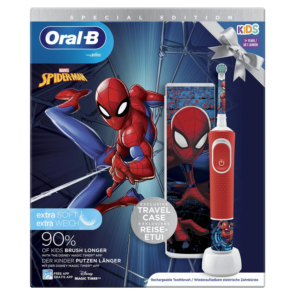 Oral B Kids Electric Toothbrush Spider-Man with Travel Case Image 1