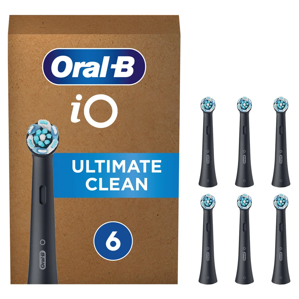 Oral B iO Ultimate Clean Black Toothbrush Heads - Pack of 6 Counts, Suitable for Mailbox Image 1
