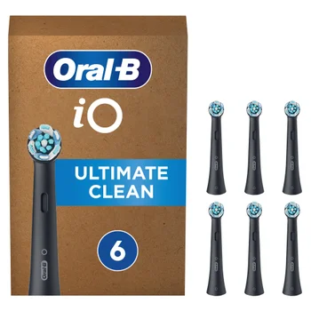 Oral B iO Ultimate Clean Black Toothbrush Heads - Pack of 6 Counts, Suitable for Mailbox