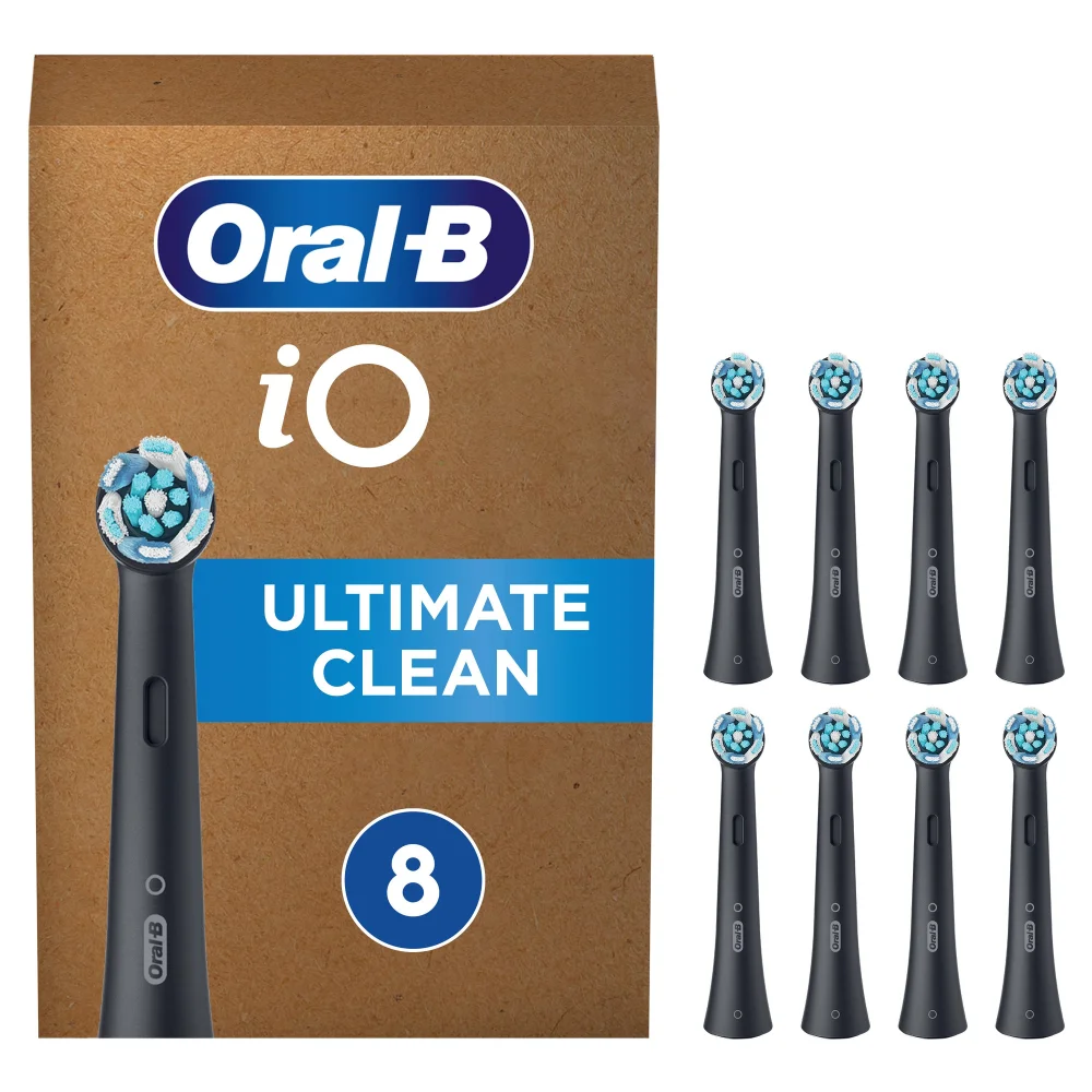 Oral B iO Ultimate Clean Black Toothbrush Heads - Pack of 8 Counts, Suitable for Mailbox Image 1