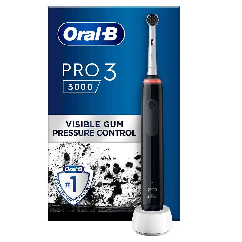 Oral-B Pro 3000 - Black Electric Toothbrush with Charcoal Infused Bristles Image 1
