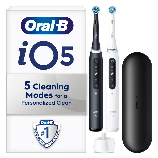 Oral B iO5 Black & White Electric Toothbrushes Designed By Braun, Duo Pack
