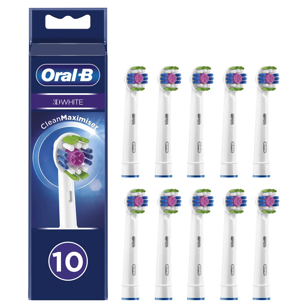 Oral B 3D White Toothbrush Head With CleanMaximiser Technology, Pack of 10 Counts Image 1