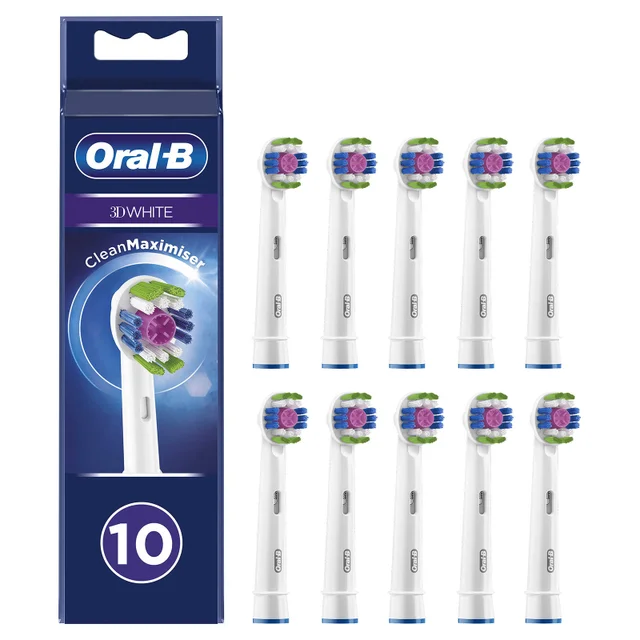Oral B 3D White Toothbrush Head With CleanMaximiser Technology, 10 pack