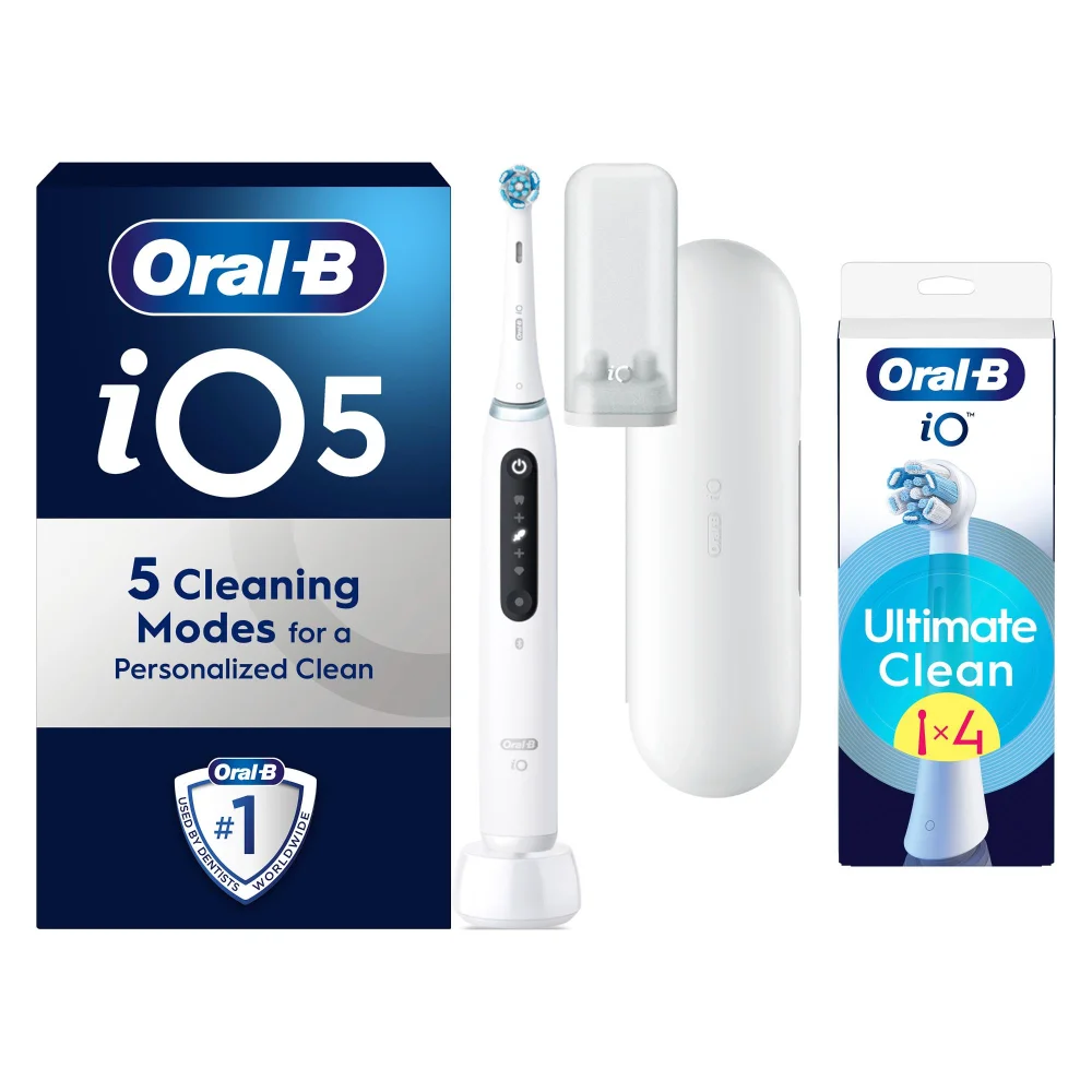 Oral B iO5 White Electric Toothbrush Designed By Braun + 4 Refills Image 1