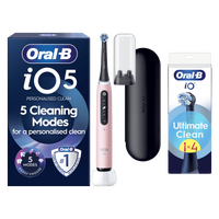 Oral B iO5 Pink Electric Toothbrush Designed By Braun + 4 Brush Heads