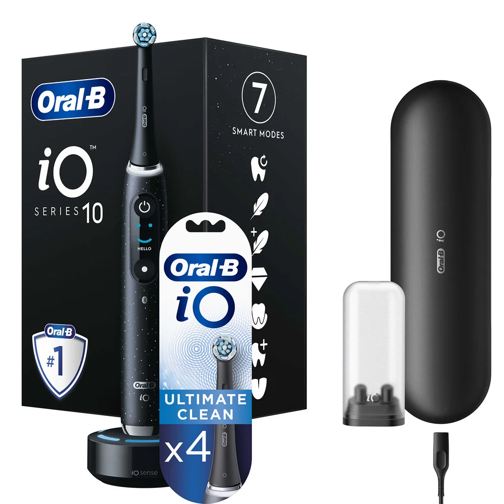 Oral B iO10 Cosmic Black Electric Toothbrush with Charging Travel Case + 8 Refills Image 1