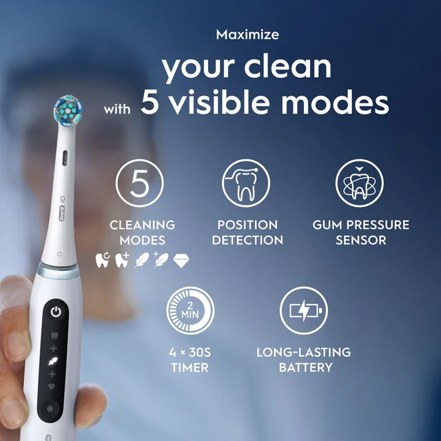 Oral B iO5 White Electric Toothbrush Designed By Braun