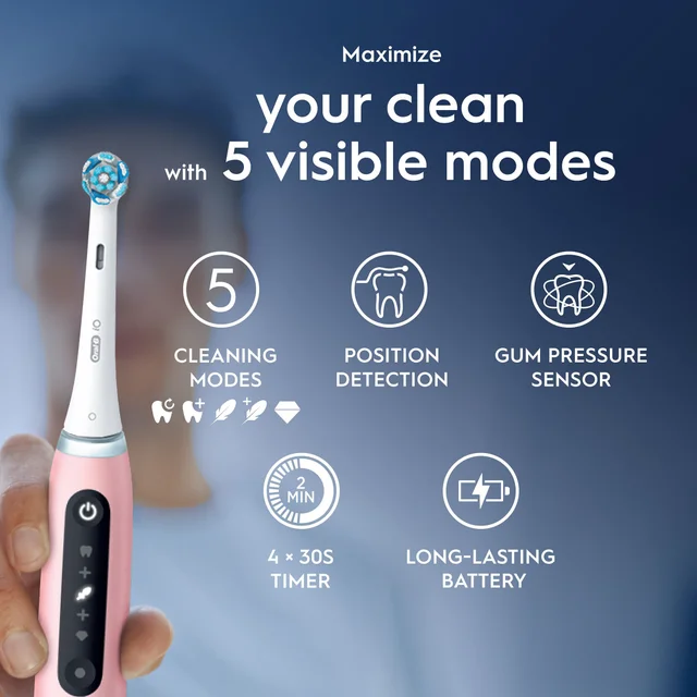 Oral B iO5 Pink Electric Toothbrush Designed By Braun