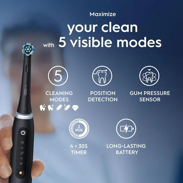 Oral B iO5 Black Electric Toothbrush Designed By Braun