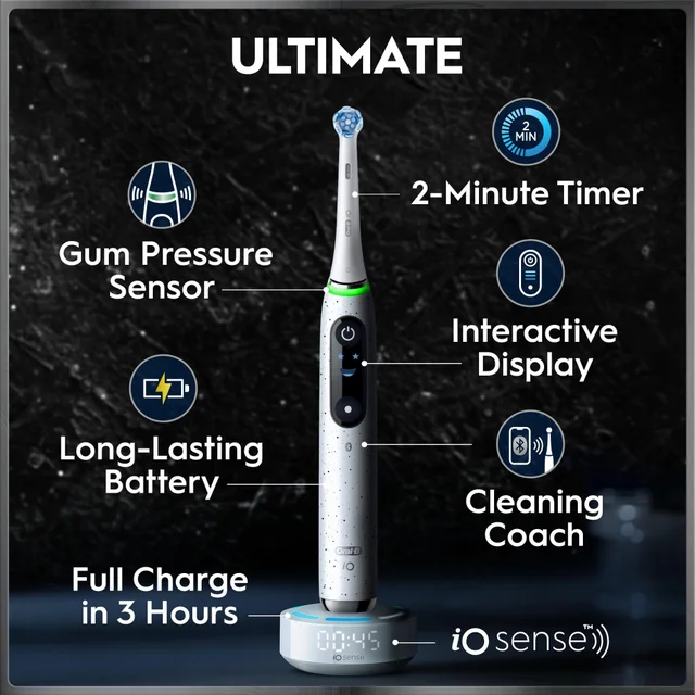 Oral-B iO10 Stardust White Electric Toothbrush with Charging Travel Case