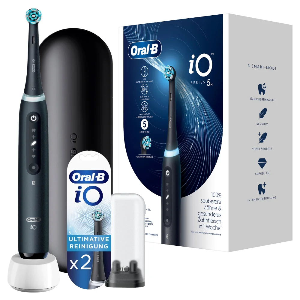Oral B iO 5N Black Electric Toothbrush + 2 Refills Image 1