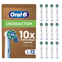 Oral-B CrossAction replacement brush heads, 12 count, promising 10x better plaque removal versus the UK's most sold compatible brush head.