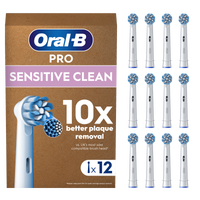 Oral-B Pro Sensitive Clean replacement brush heads, 12 count, for gentle cleaning.