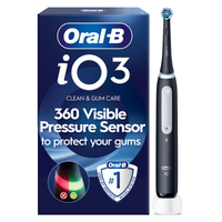 Oral-B iO3 electric toothbrush twin pack with packaging highlighting the 360 Visible Pressure Sensor.