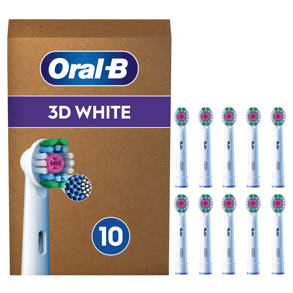 Oral-B Pro 3D White Toothbrush Heads White 10 Pack Image 1