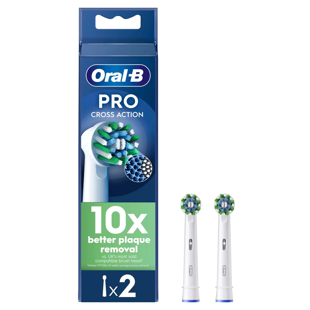 Oral B CrossAction White Toothbrush Head - Pack of 2 Counts Image 1