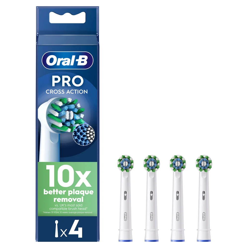 Oral B CrossAction White Toothbrush Head - Pack of 4 Counts Image 1