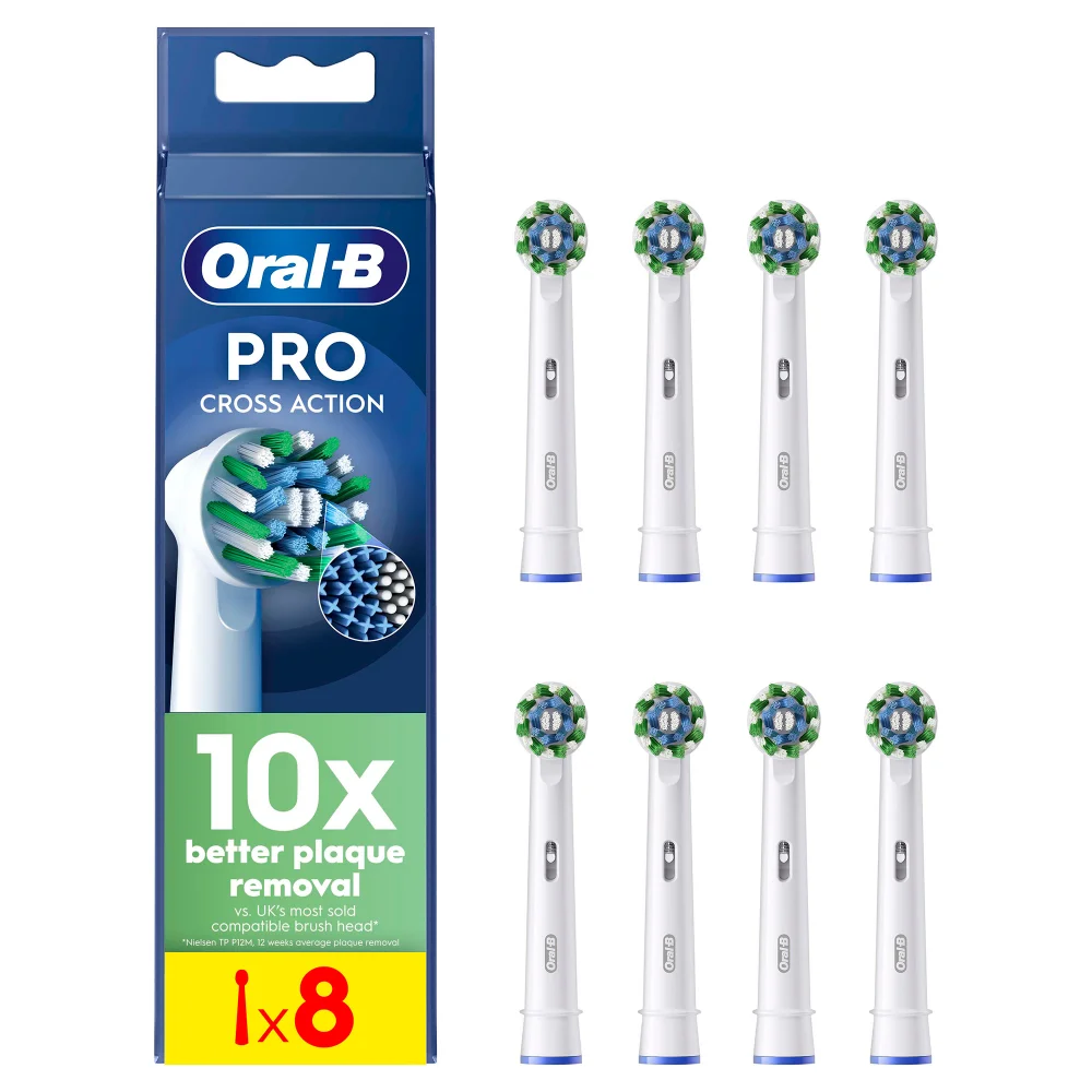 Oral B CrossAction White Toothbrush Head - Pack of 8 Counts Image 1