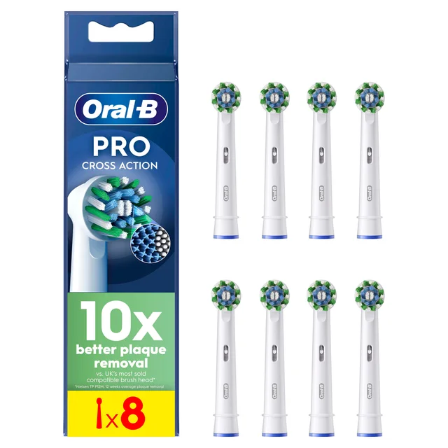 Oral B CrossAction White Toothbrush Head, 8 pack