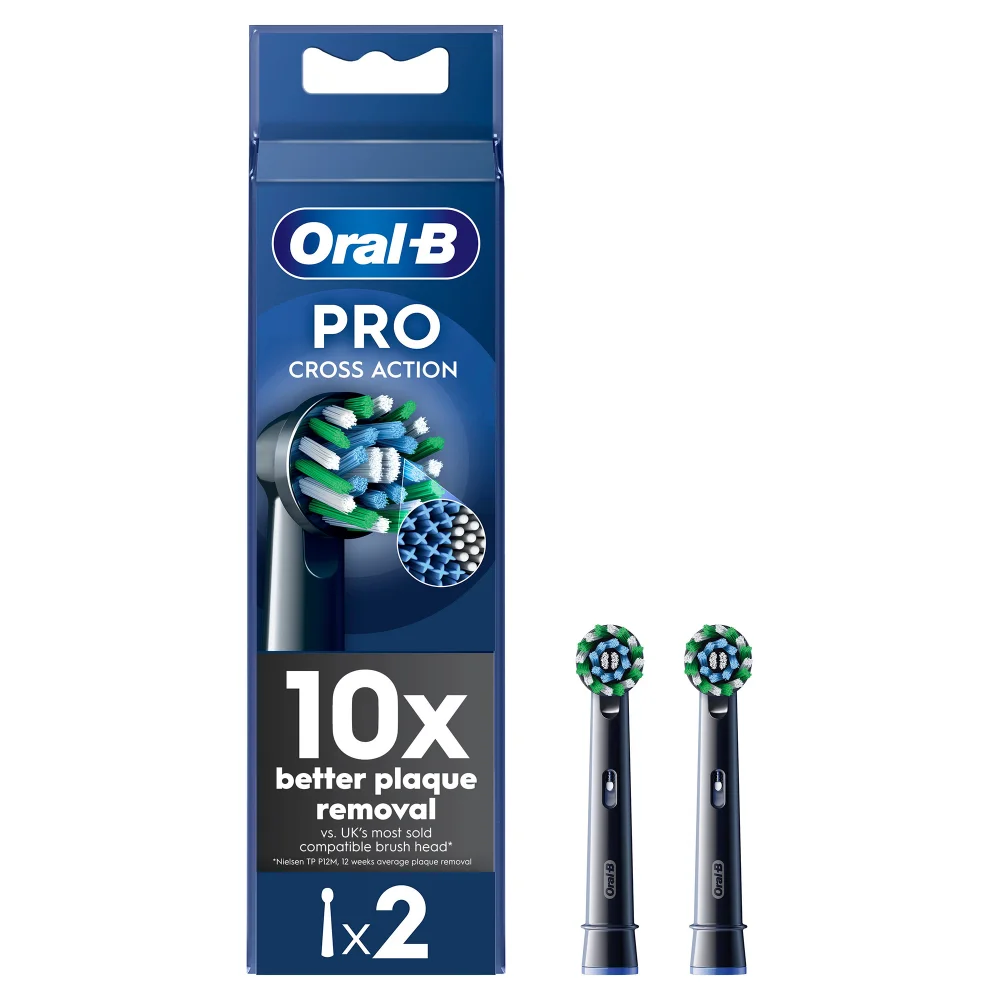 Oral B CrossAction Black Toothbrush Head - Pack of 2 Counts Image 1