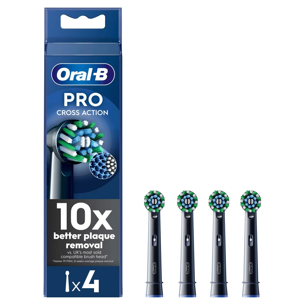 Oral B CrossAction Black Toothbrush Head - Pack of 4 Counts Image 1