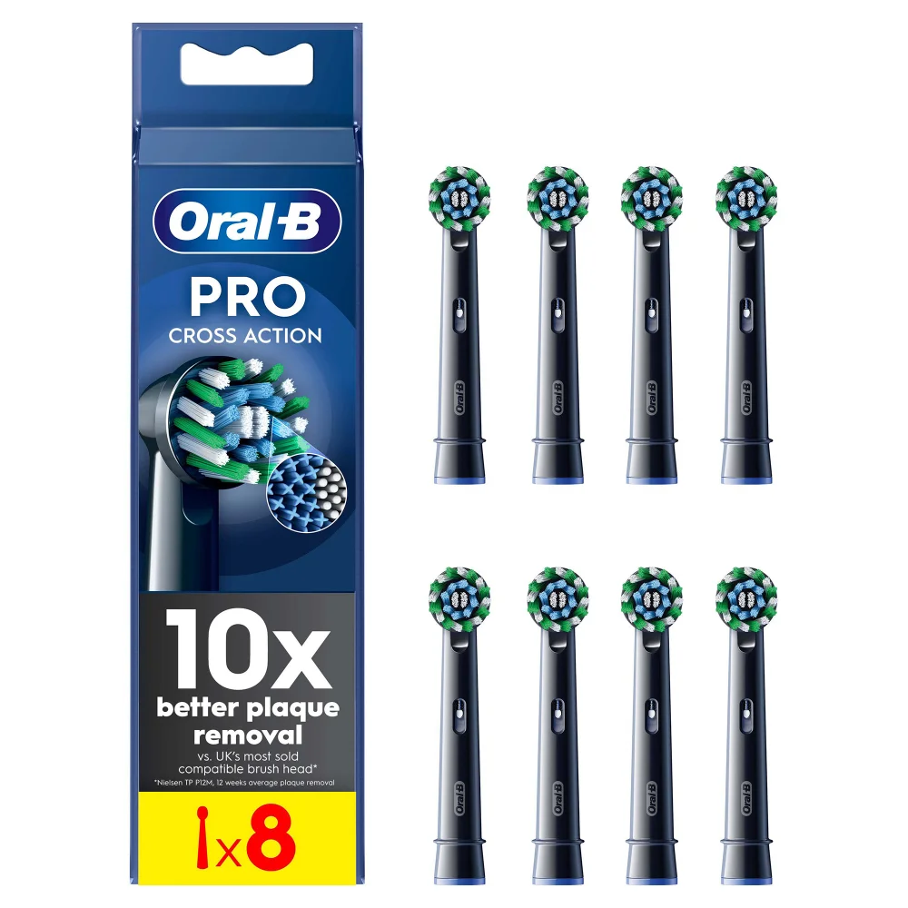 Oral B CrossAction Black Toothbrush Head - Pack of 8 Counts Image 1