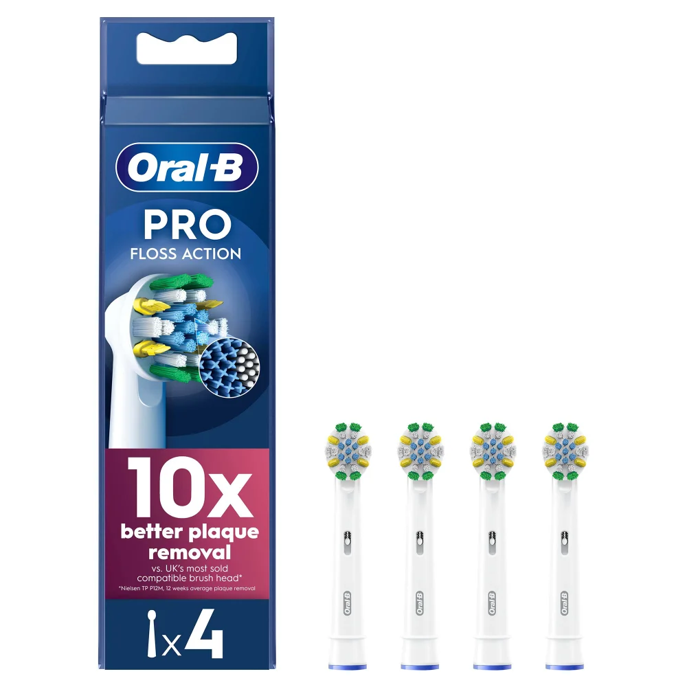 Oral B FlossAction White Toothbrush Head - Pack of 4 Counts Image 1