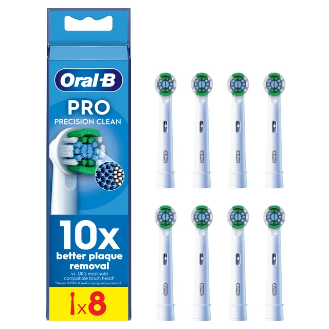 Oral B Precision Clean White Toothbrush Head, 8 pack