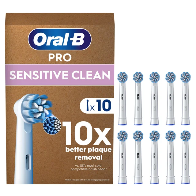 Oral B Sensitive UltraThin Clean White Toothbrush Head, 10 pack