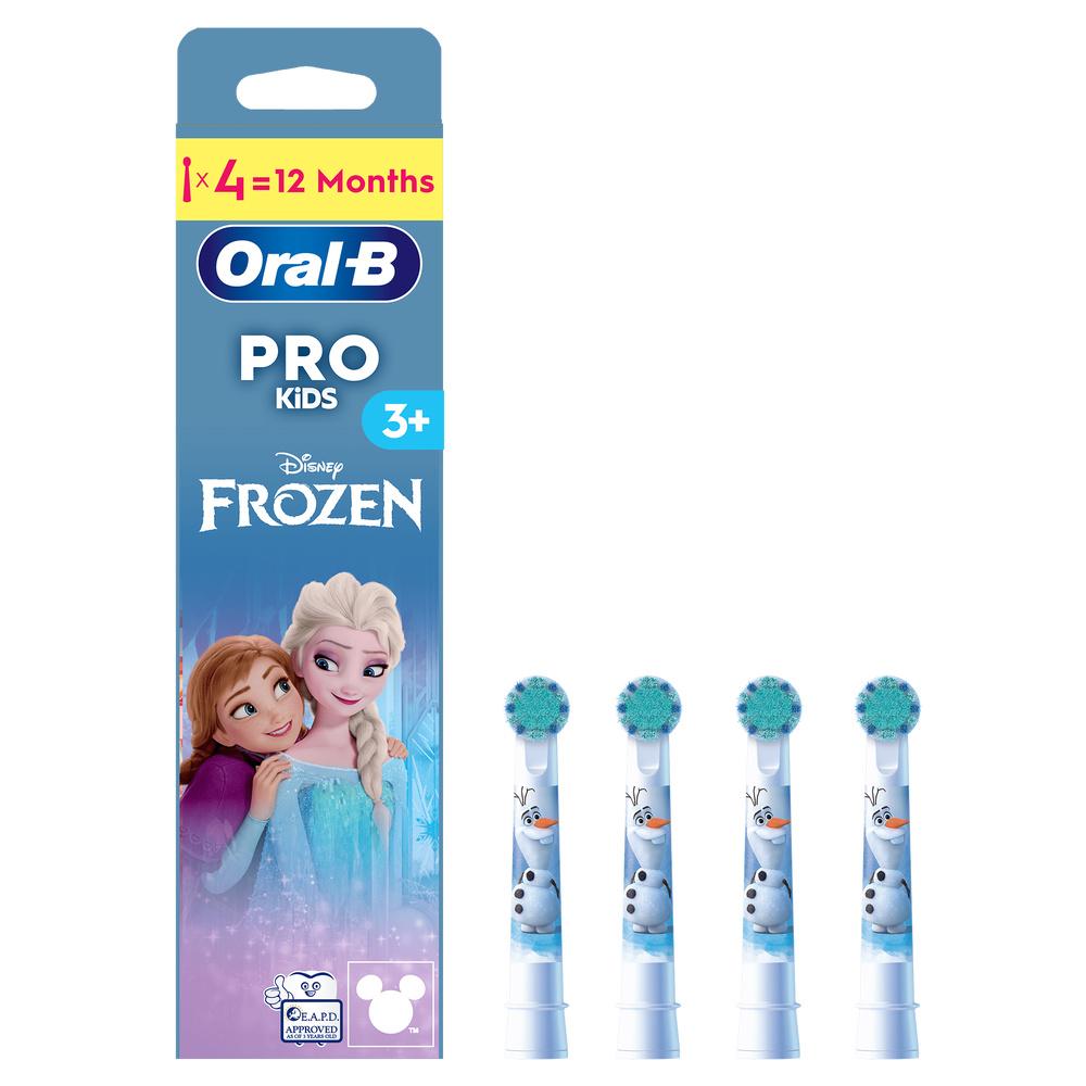 Oral-B Kids Pro toothbrush refills, featuring a Frozen theme and a count of 4 brush heads.