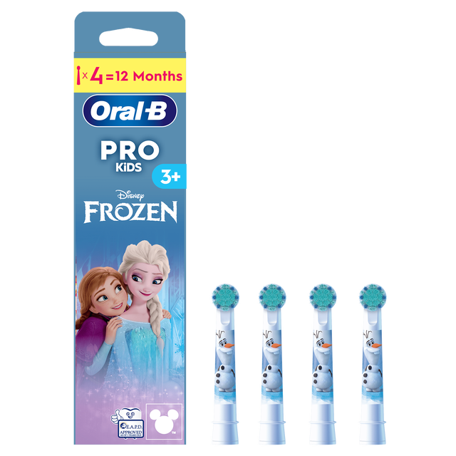 Oral-B Kids Pro toothbrush refills, featuring a Frozen theme and a count of 4 brush heads.