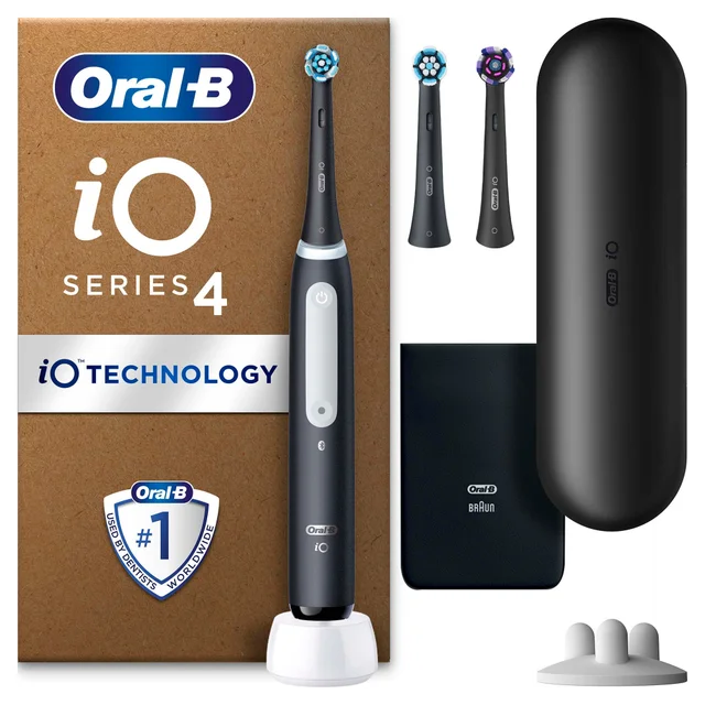 Oral B iO4 Electric Toothbrush Matt Black with 2ct Extra Refills