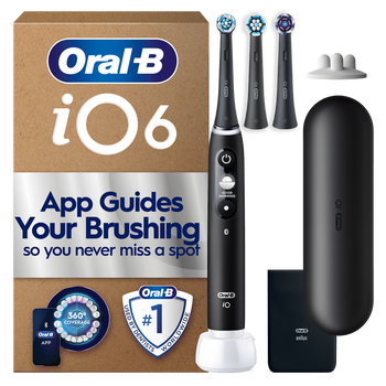 Oral-B iO6 Black Lava Electric Toothbrush + Travel Case + 2 Toothbrush Heads