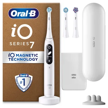 Oral B iO7 Electric Toothbrush White Alabaster with 2ct Extra Refills