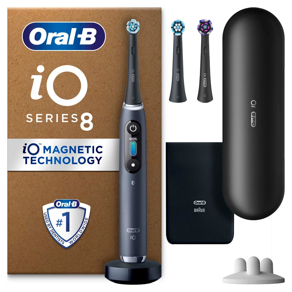 Oral B iO8 Electric Toothbrush Black Onyx with 2ct Extra Refills Image 1