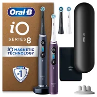 Oral B iO8 Electric Toothbrush Duo Pack Violet Ametrine & Black Onyx with 2ct Extra Refills