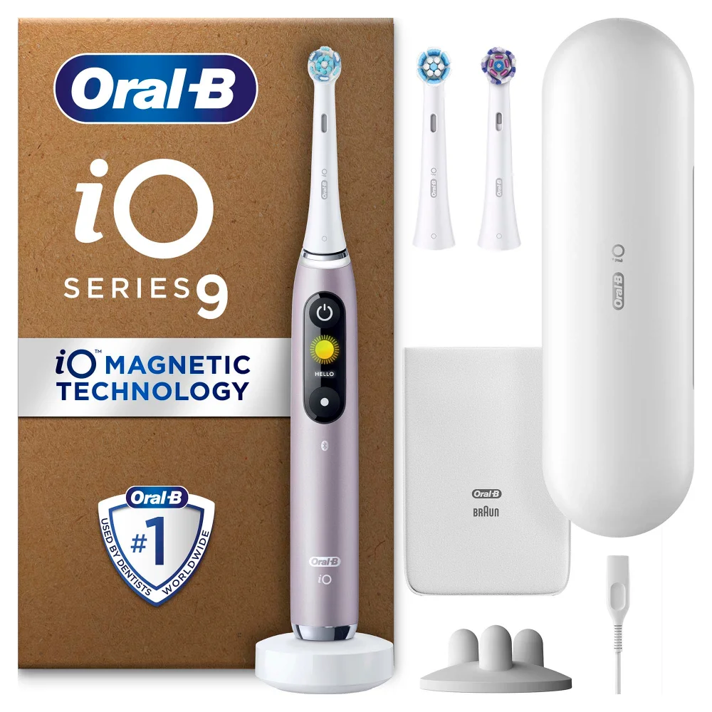 Oral B iO9 Electric Toothbrush Rose Quartz with 2ct Extra Refills Image 1