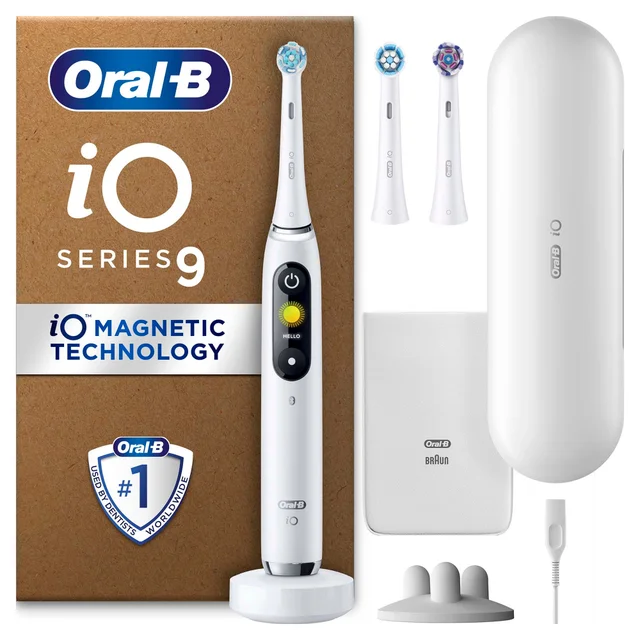 Oral B iO9 Electric Toothbrush White Alabaster with 2ct Extra Refills