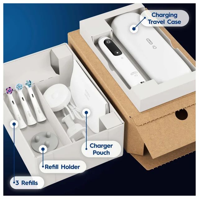 Oral-B iO9 White Alabaster Electric Toothbrush + Travel Case + 2 Toothbrush Heads