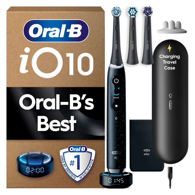 Oral-B iO10 Cosmic Black Electric Toothbrush + Travel Case + 2 Toothbrush Heads