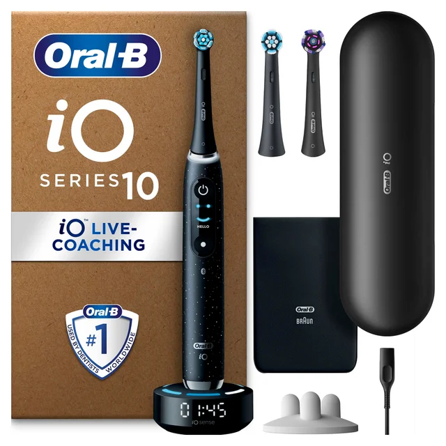 Oral B iO10 Electric Toothbrush Cosmic Black with 2ct Extra Refills