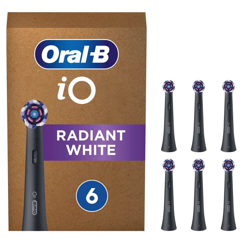 Oral B iO Radiant White Black Toothbrush Heads - Pack of 6 Counts Image 1