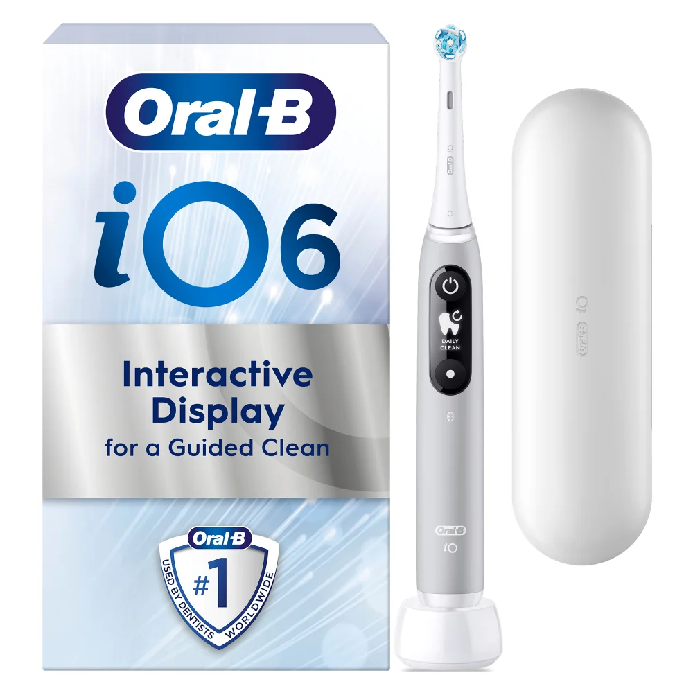 Oral-B iO6 Grey Opal Electric Toothbrush with Travel Case Image 1